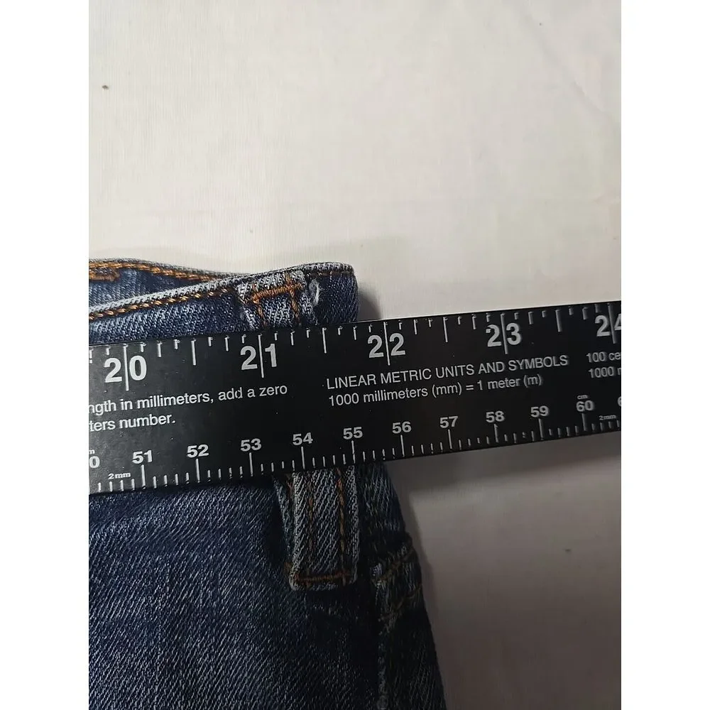 Orvis Jeans Men's Size 46x27 Stretch‎ 5 Pocket Jeans Distressed Dark Wash